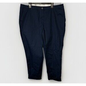Wildfang Pants Womens 16 Navy Blue The Essential Trouser Chino Stretch Cuffed